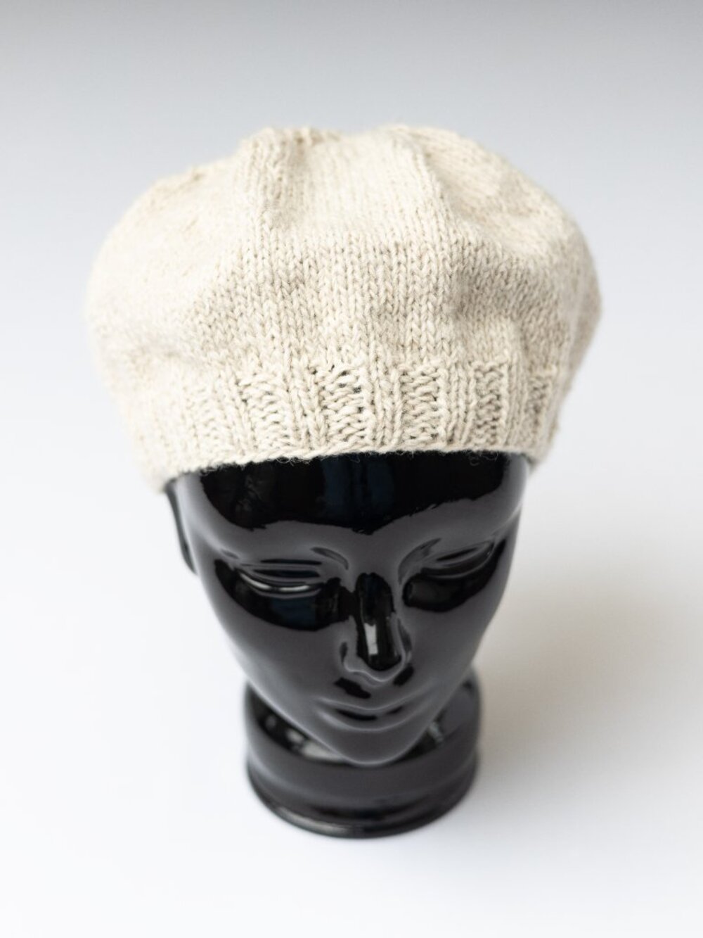 Hand Knit Beige Beret Tam Beanie